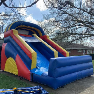Gran salto inflables con piscina de impresión digital tobogán de agua