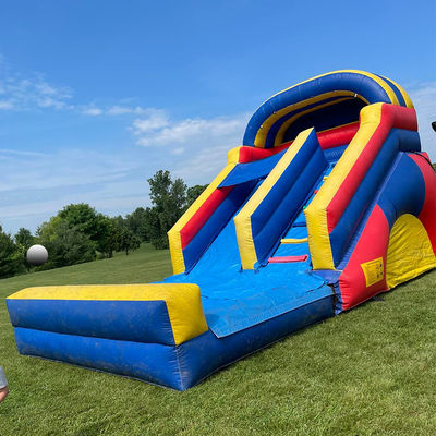 Gran salto inflables con piscina de impresión digital tobogán de agua