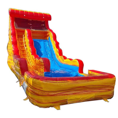 Logotipo personalizado Parque acuático comercial de PVC Marmol amarillo tobogán inflable con piscina