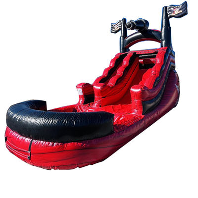 Logotipo personalizado Impreso Comercial de PVC Tema del barco pirata tobogán de agua inflable con piscina