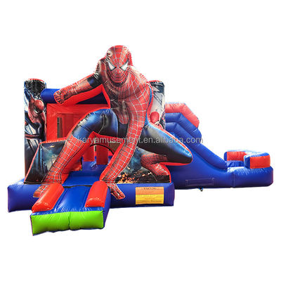 CE/EN71/EN14960 Certificado Niños Inflable Castillo Spiderman Casa de salto con tobogán
