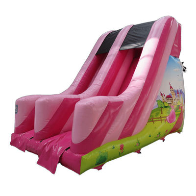Alquiler comercial de trineos inflables de PVC pequeños de color rosa con certificación CE/EN71/EN14960