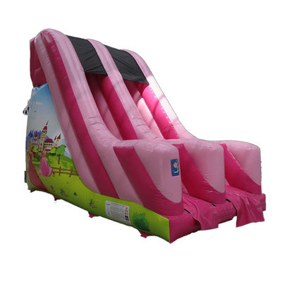 Alquiler comercial de trineos inflables de PVC pequeños de color rosa con certificación CE/EN71/EN14960