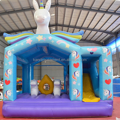 Unisex PVC Exquisito Unicornio Rainbow Inflable Jumping Castle para el patio de recreo