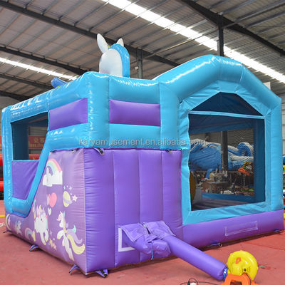 Unisex PVC Exquisito Unicornio Rainbow Inflable Jumping Castle para el patio de recreo