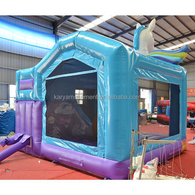 Unisex PVC Exquisito Unicornio Rainbow Inflable Jumping Castle para el patio de recreo