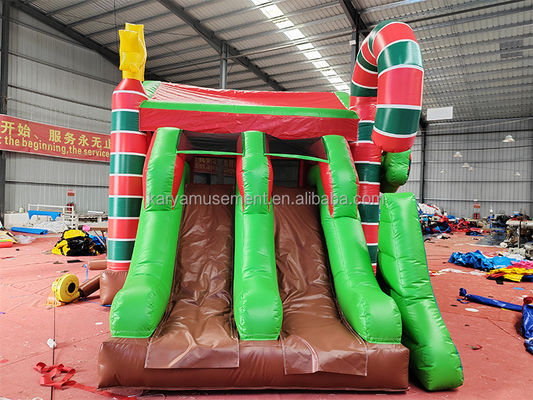 Casa de salto de Navidad inflable comercial para interiores y exteriores con doble deslizamiento y soplador