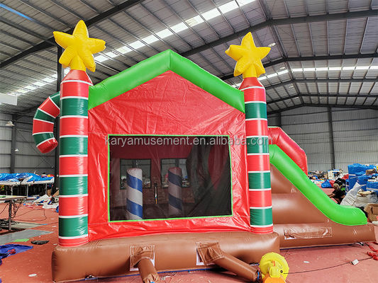 Casa de salto de Navidad inflable comercial para interiores y exteriores con doble deslizamiento y soplador