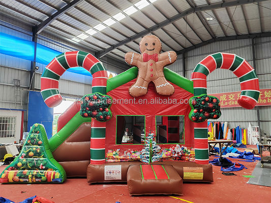 Casa de salto de Navidad inflable comercial para interiores y exteriores con doble deslizamiento y soplador