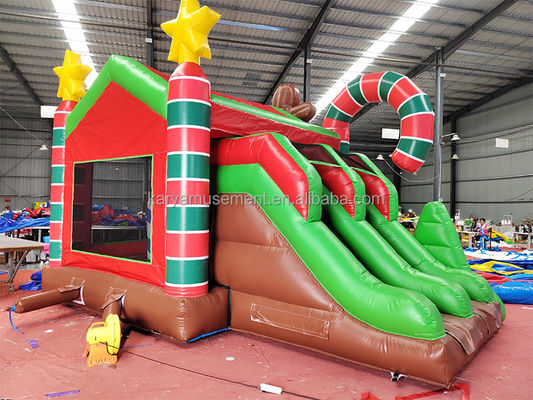 Casa de salto de Navidad inflable comercial para interiores y exteriores con doble deslizamiento y soplador