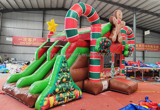 Casa de salto de Navidad inflable comercial para interiores y exteriores con doble deslizamiento y soplador