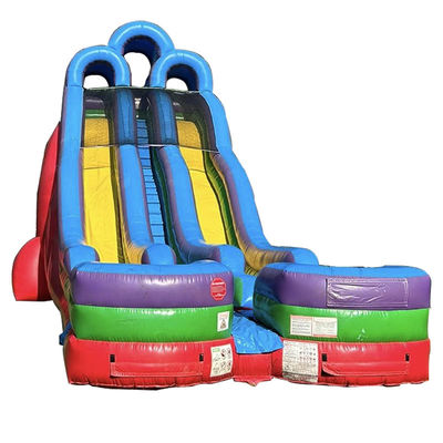 Piscina de tobogán doble personalizable con dos piscinas pequeñas y kits de reparación incluidos