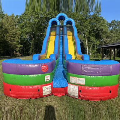 Piscina de tobogán doble personalizable con dos piscinas pequeñas y kits de reparación incluidos
