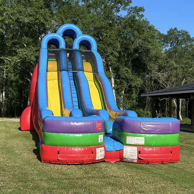 Piscina de tobogán doble personalizable con dos piscinas pequeñas y kits de reparación incluidos