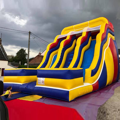 Mar / Aire / Expedición rápida PVC Yellow Water Slide Inflatable con 2 toboganes y 2 piscinas