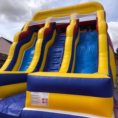Mar / Aire / Expedición rápida PVC Yellow Water Slide Inflatable con 2 toboganes y 2 piscinas