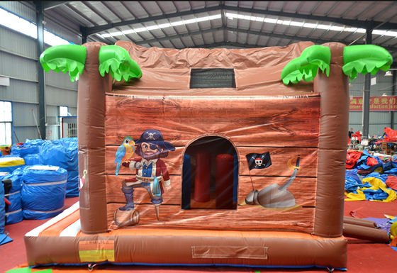 Mejorar su patio de recreo con la cabaña de troncos del niño casa de rebote y combo de toboganes inflable