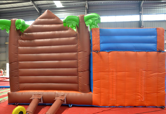 Mejorar su patio de recreo con la cabaña de troncos del niño casa de rebote y combo de toboganes inflable