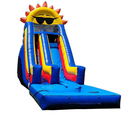 Piscina desmontable Alquiler de partidas adjuntas PVC comercial con tema solar tobogán de agua inflable