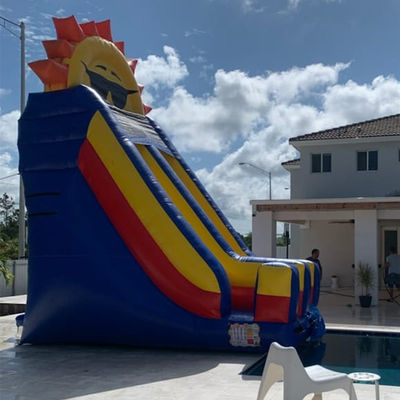 Piscina desmontable Alquiler de partidas adjuntas PVC comercial con tema solar tobogán de agua inflable
