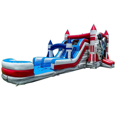 CE/EN71/EN14960 Castillo de rebote inflable portátil certificado con diseño de cohete rojo