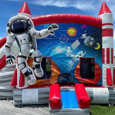 CE/EN71/EN14960 Castillo de rebote inflable portátil certificado con diseño de cohete rojo