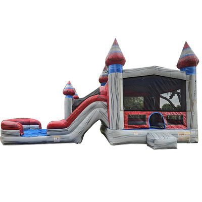 Niños unisex juegan a la casa de salpicadores inflable con piscina de toboganes y material comercial de PVC