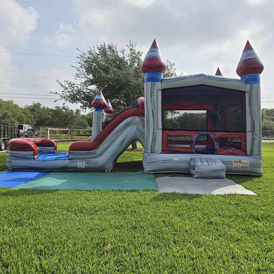 Niños unisex juegan a la casa de salpicadores inflable con piscina de toboganes y material comercial de PVC