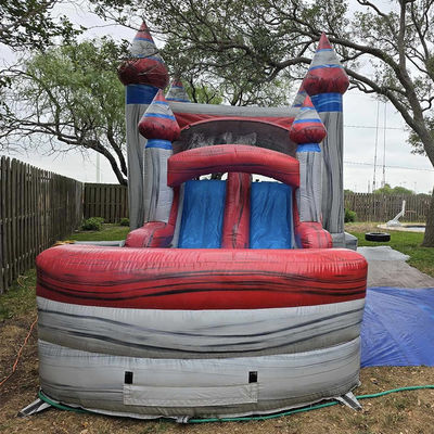 Niños unisex juegan a la casa de salpicadores inflable con piscina de toboganes y material comercial de PVC