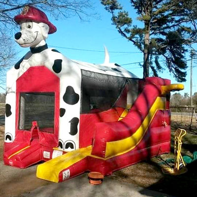 Casa de salto para perros dálmatas Castillo inflable Casa de salto con tobogán y accesorios