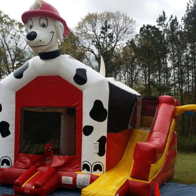 Casa de salto para perros dálmatas Castillo inflable Casa de salto con tobogán y accesorios