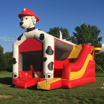 Casa de salto para perros dálmatas Castillo inflable Casa de salto con tobogán y accesorios