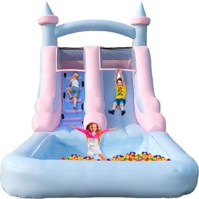 Entretenimiento en interiores y exteriores Deslizamiento de agua inflable de color claro con piscina