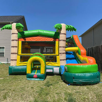 Características PORTABLE Castillo inflable Palma Casa de rebote con tobogán y piscina pequeña