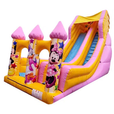 5-10 pasajeros estilo comercial de dibujos animados de PVC rosa saltando deslizamiento seco o de agua deslizamiento inflable deslizamiento de casa alquiler de fiestas