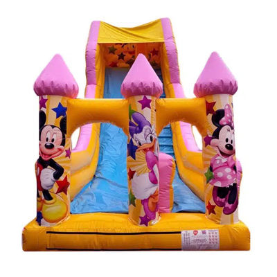 5-10 pasajeros estilo comercial de dibujos animados de PVC rosa saltando deslizamiento seco o de agua deslizamiento inflable deslizamiento de casa alquiler de fiestas