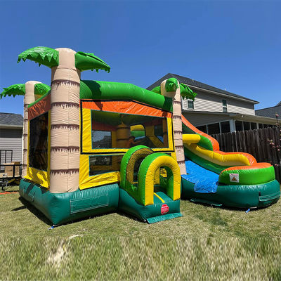 Características PORTABLE Castillo inflable Palma Casa de rebote con tobogán y piscina pequeña
