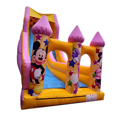 5-10 pasajeros estilo comercial de dibujos animados de PVC rosa saltando deslizamiento seco o de agua deslizamiento inflable deslizamiento de casa alquiler de fiestas