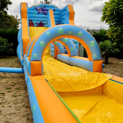 Experimenta la emoción con el tema del mundo submarino Parque acuático inflable y tobogán
