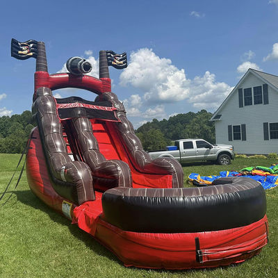 Equipo de parque acuático de diversión tobogán acuático pirata inflable con piscina PVC comercial