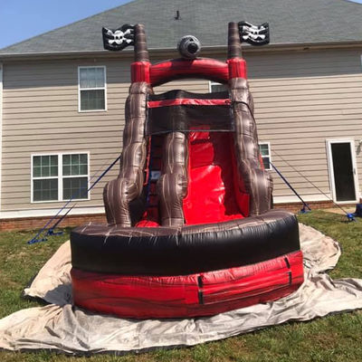 Equipo de parque acuático de diversión tobogán acuático pirata inflable con piscina PVC comercial