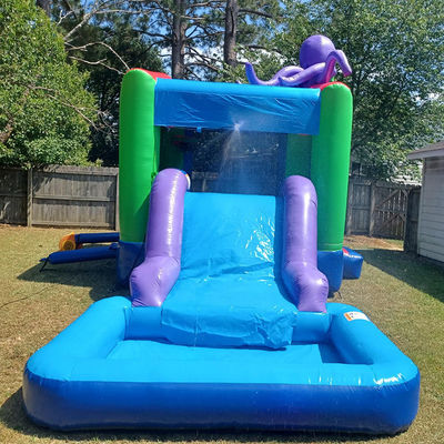 0.55mm Plato PVC Tarpaulin Inflatable Combinado Castillo tobogán y piscina para los niños juegos de fiesta