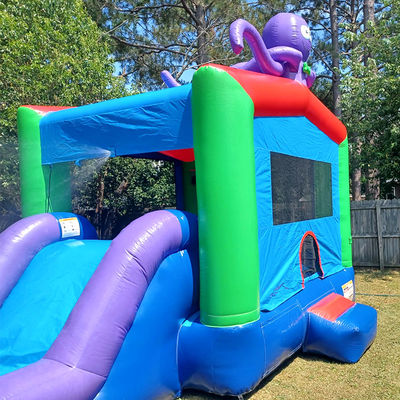 0.55mm Plato PVC Tarpaulin Inflatable Combinado Castillo tobogán y piscina para los niños juegos de fiesta