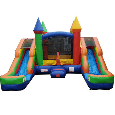 Logotipo personalizado Acceptable PVC Inflable Casa de rebote combo con 2 diapositivas