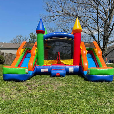 Logotipo personalizado Acceptable PVC Inflable Casa de rebote combo con 2 diapositivas