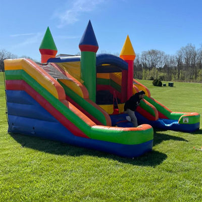 Logotipo personalizado Acceptable PVC Inflable Casa de rebote combo con 2 diapositivas