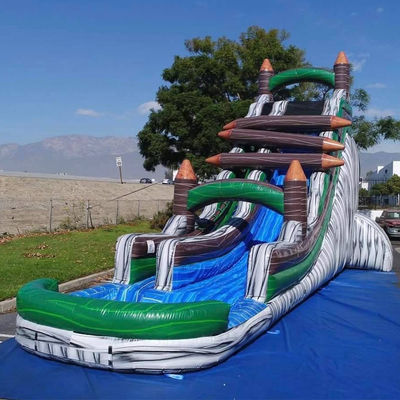 Alquiler comercial de juegos inflables para niños patio trasero bloqueador de troncos tobogán con piscina