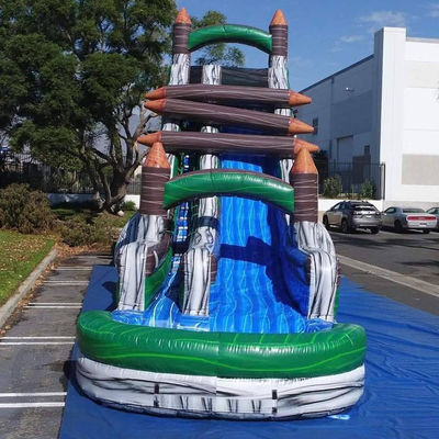 Alquiler comercial de juegos inflables para niños patio trasero bloqueador de troncos tobogán con piscina