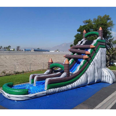 Alquiler comercial de juegos inflables para niños patio trasero bloqueador de troncos tobogán con piscina