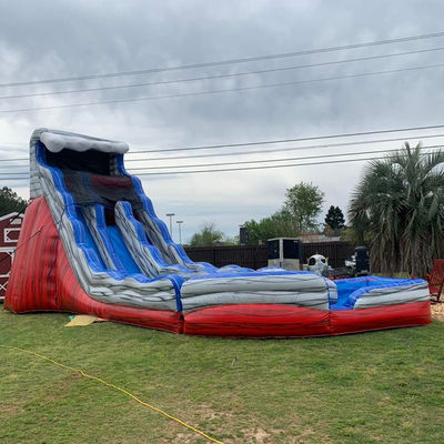 Deslizador de agua de cola plegable rojo y azul inflable con deslizador de aire de piscina Logotipo personalizado